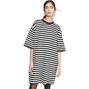 marc jacobs the striped tee shirt dress, black and white, size xs/s